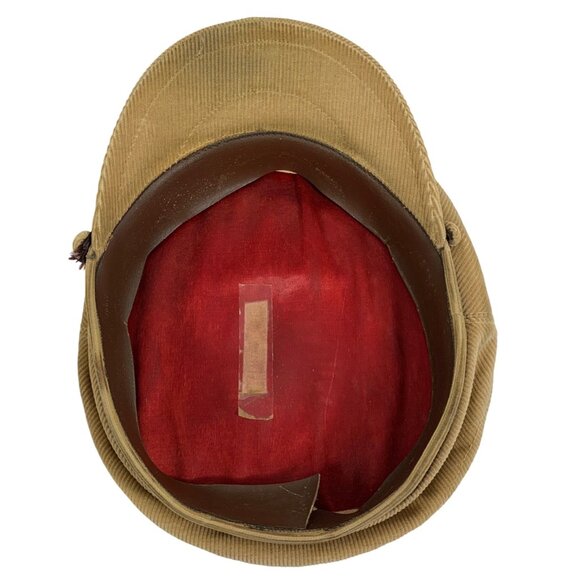 Vtg Aegean Greek Fisherman Cap Tan/Brown Cotton Corduroy Hat Silk Inlay One Size - Picture 9 of 10